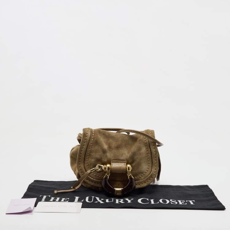 Pre Owned Jimmy Choo Light Brown Suede Mini Flap Crossbody Bag