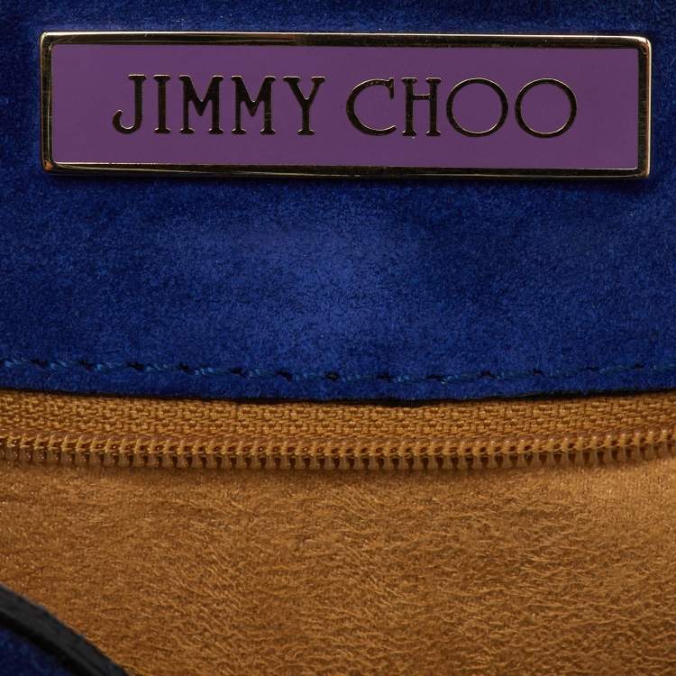 Pre Owned Jimmy Choo Blue Suede Flap Crossbody Bag