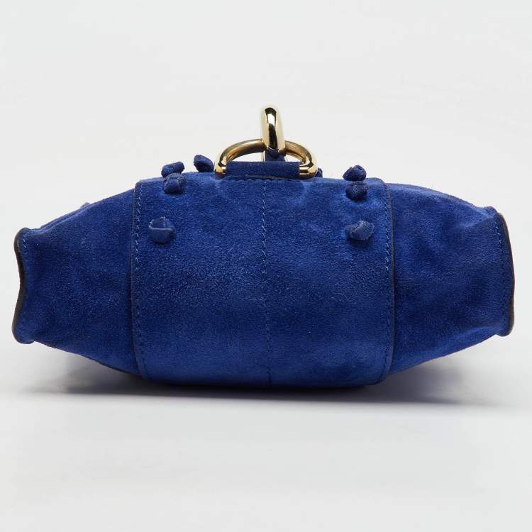 Pre Owned Jimmy Choo Blue Suede Flap Crossbody Bag