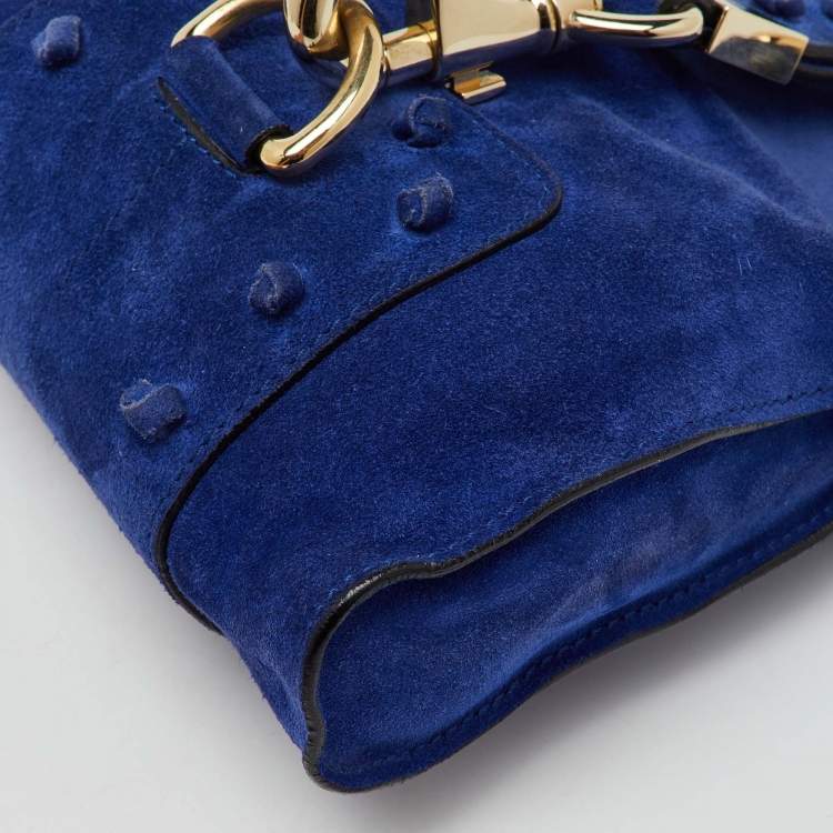 Pre Owned Jimmy Choo Blue Suede Flap Crossbody Bag