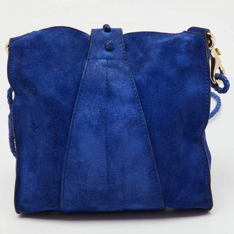 Pre Owned Jimmy Choo Blue Suede Flap Crossbody Bag