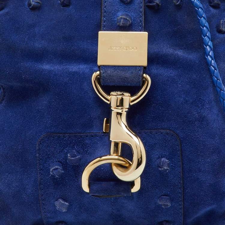 Pre Owned Jimmy Choo Blue Suede Flap Crossbody Bag