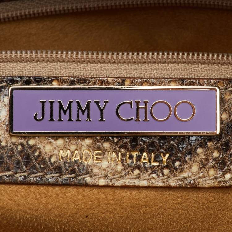 Pre Owned Jimmy Choo Brown/Cream Water Snake Leather Ramona Shoulder Bag