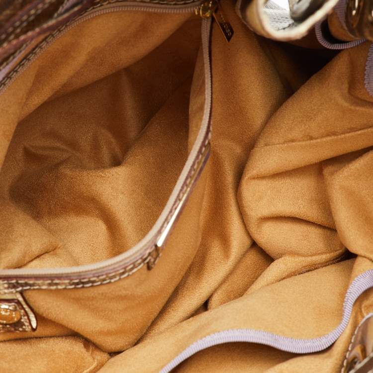 Pre Owned Jimmy Choo Brown/Cream Water Snake Leather Ramona Shoulder Bag