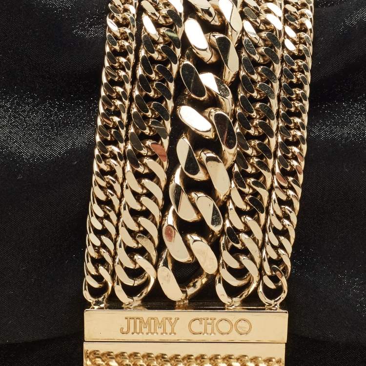 Pre Owned Jimmy Choo Black Shimmer Suede Chandra Chain Clutch