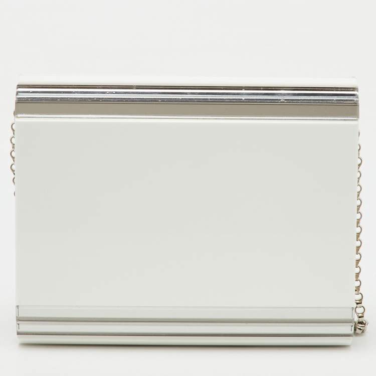 Pre Owned Jimmy Choo White Acrylic Perspex Candy Chain Clutch