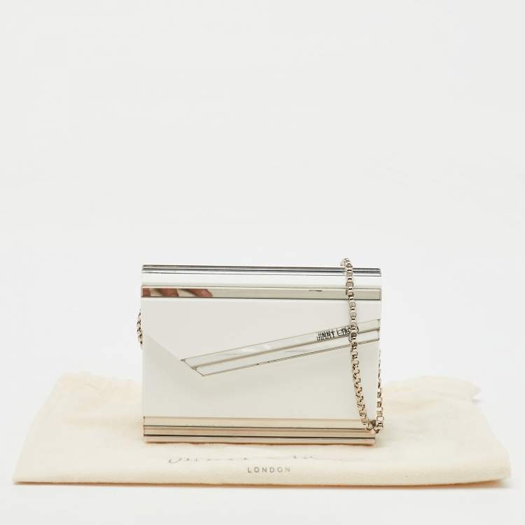 Pre Owned Jimmy Choo White Acrylic Perspex Candy Chain Clutch