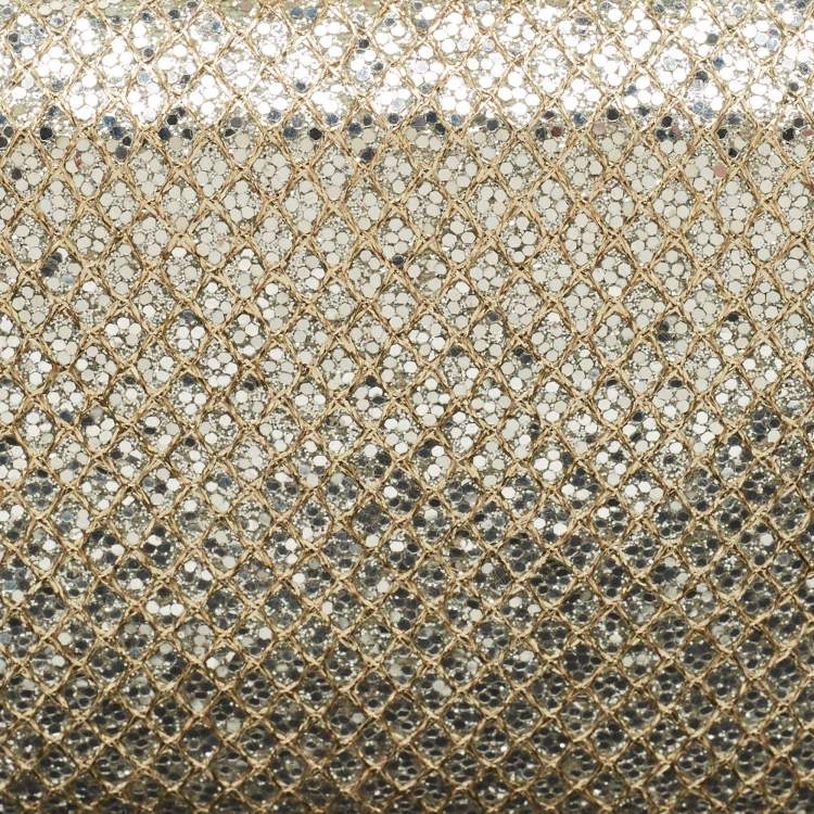 مملوكة مسبقًا Jimmy Choo Gold Glitter Lurex Fabric Twill Tube Clutch