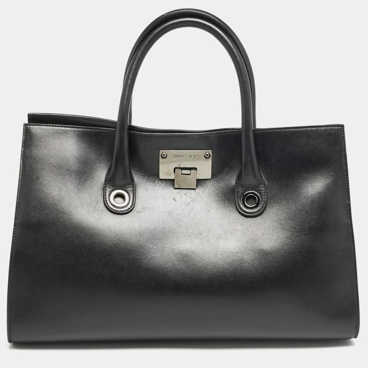 Pre Owned Jimmy Choo Black Leather Riley Tote