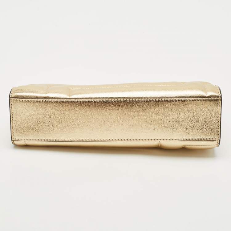 Pre Owned Jimmy Choo Gold Quilted Leather Avenue Clutch