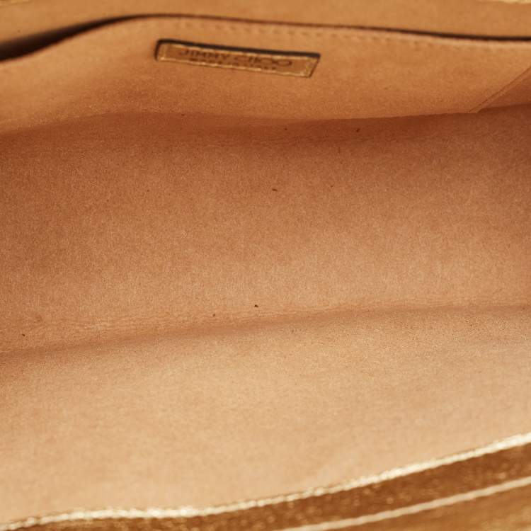 Pre Owned Jimmy Choo Gold Quilted Leather Avenue Clutch