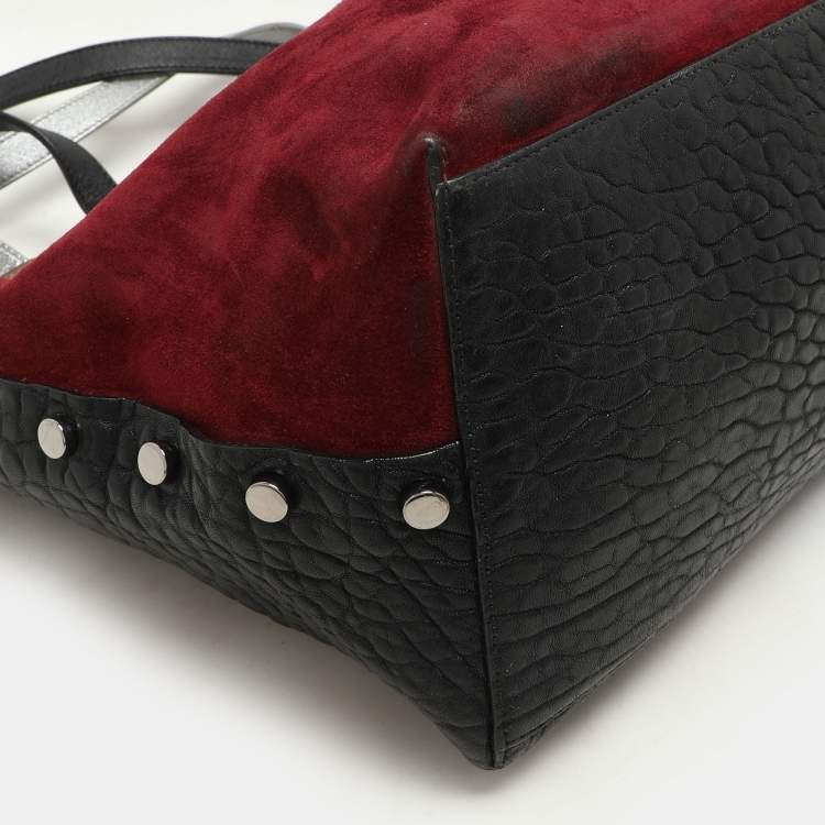 Pre Owned Jimmy Choo Burgundy Leather and Suede Twist Tote