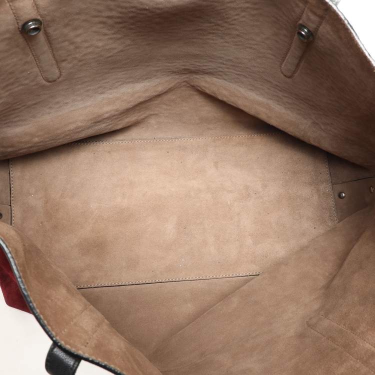 Pre Owned Jimmy Choo Burgundy Leather and Suede Twist Tote