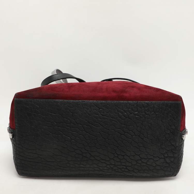 Pre Owned Jimmy Choo Burgundy Leather and Suede Twist Tote