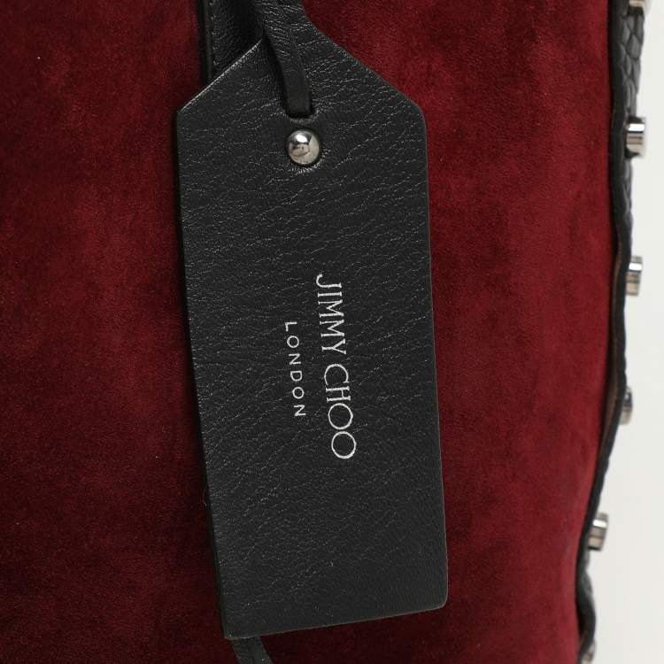 Pre Owned Jimmy Choo Burgundy Leather and Suede Twist Tote