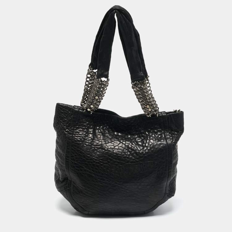 Pre Owned Jimmy Choo Black Pebbled Leather Large Nica Tote