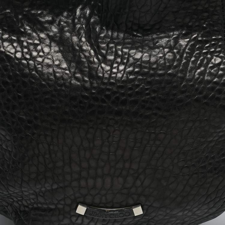 Pre Owned Jimmy Choo Black Pebbled Leather Large Nica Tote