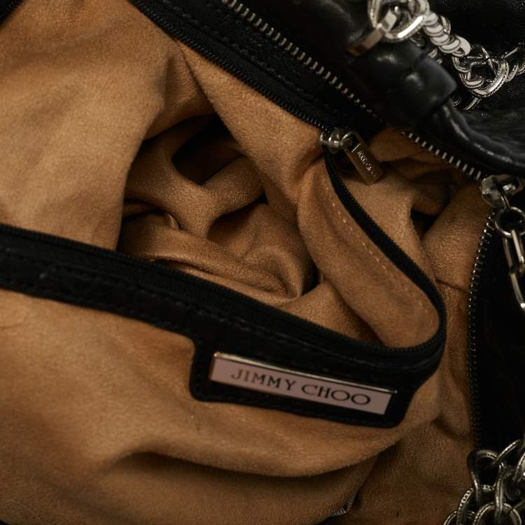 Pre Owned Jimmy Choo Black Pebbled Leather Large Nica Tote