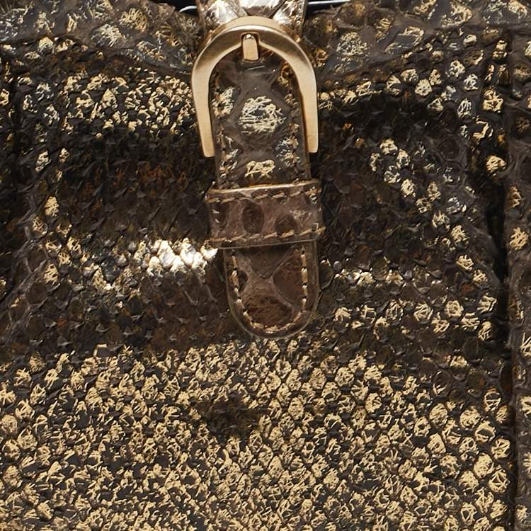 Pre Owned Jimmy Choo Gold Python Chain Frame Clutch
