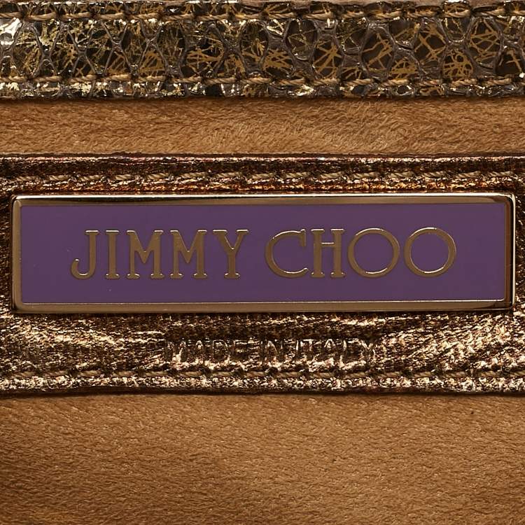 Pre Owned Jimmy Choo Gold Python Chain Frame Clutch