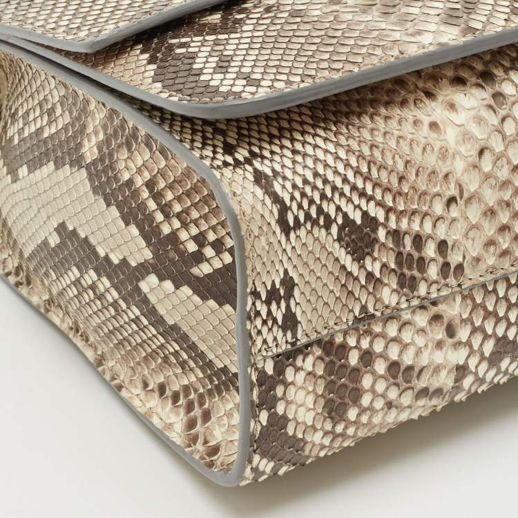 Pre Owned Jimmy Choo Beige Python Rebel Flap Shoulder Bag