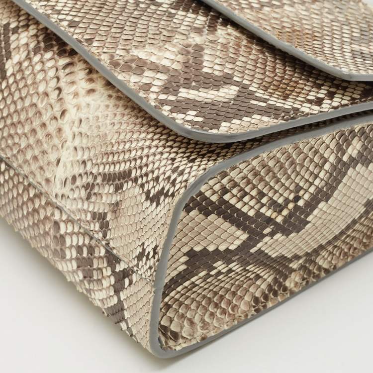 Pre Owned Jimmy Choo Beige Python Rebel Flap Shoulder Bag