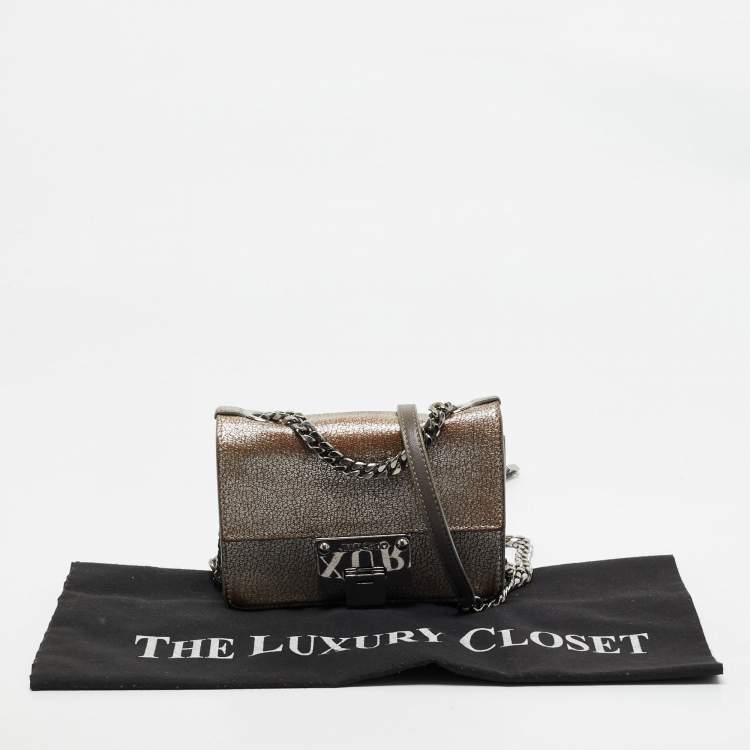 Pre Owned Jimmy Choo Silver Leather Mini Rebel Crossbody Bag