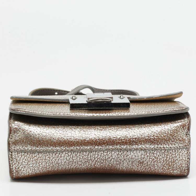 Pre Owned Jimmy Choo Silver Leather Mini Rebel Crossbody Bag