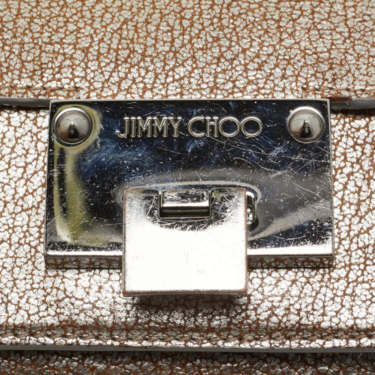 Pre Owned Jimmy Choo Silver Leather Mini Rebel Crossbody Bag