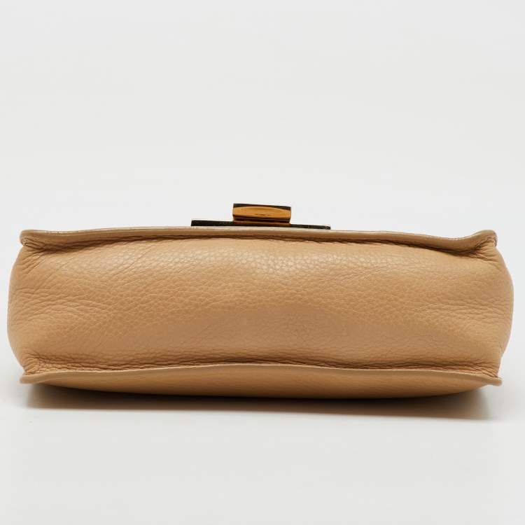 Pre Owned Jimmy Choo Beige Leather Rebel Flap Top Handle Bag
