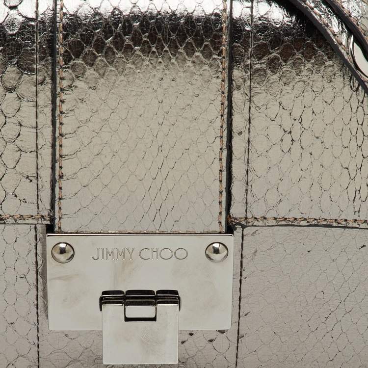 مملوكة مسبقًا Jimmy Choo Silver Snakeskin Embossed Leather Rebel Crossbody Bag