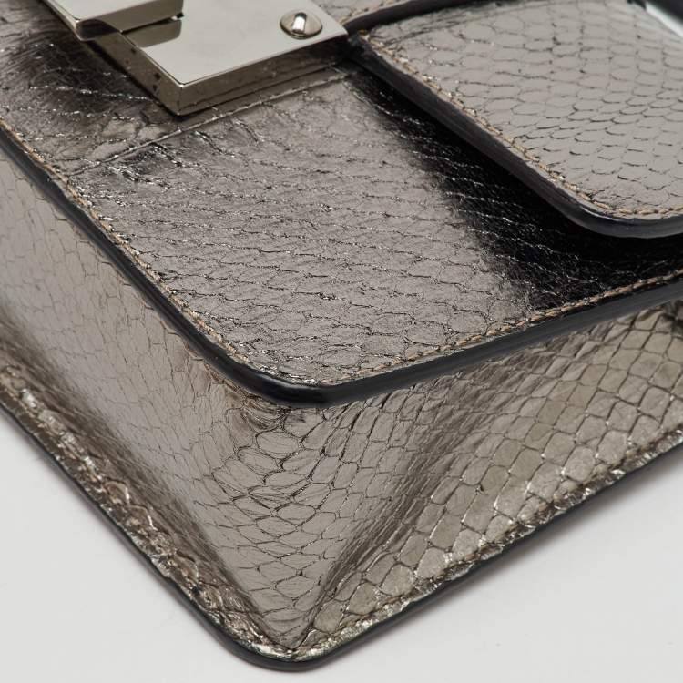 مملوكة مسبقًا Jimmy Choo Silver Snakeskin Embossed Leather Rebel Crossbody Bag