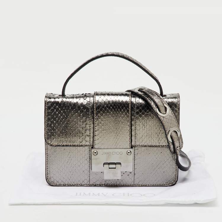 مملوكة مسبقًا Jimmy Choo Silver Snakeskin Embossed Leather Rebel Crossbody Bag
