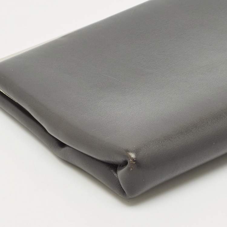 Pre Owned Jimmy Choo Grey Leather Frame Clutch
