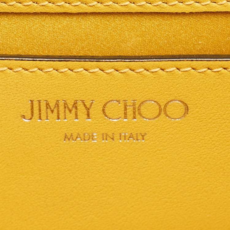 Pre Owned Jimmy Choo Yellow Croc Embossed Leather Varenne Chain Clutch