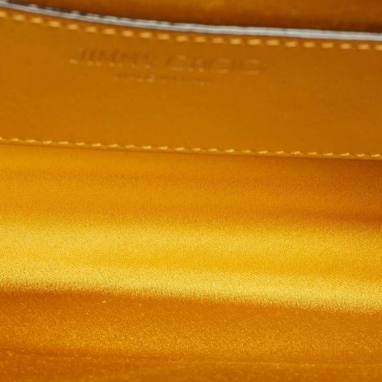 Pre Owned Jimmy Choo Yellow Croc Embossed Leather Varenne Chain Clutch