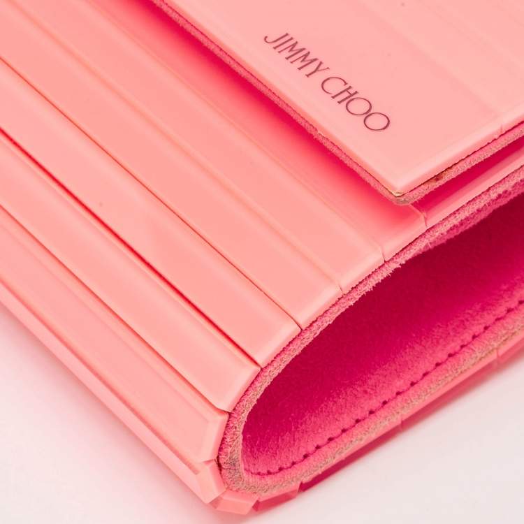 Pre Owned Jimmy Choo Neon Pink Acrylic Sweetie Chain Clutch
