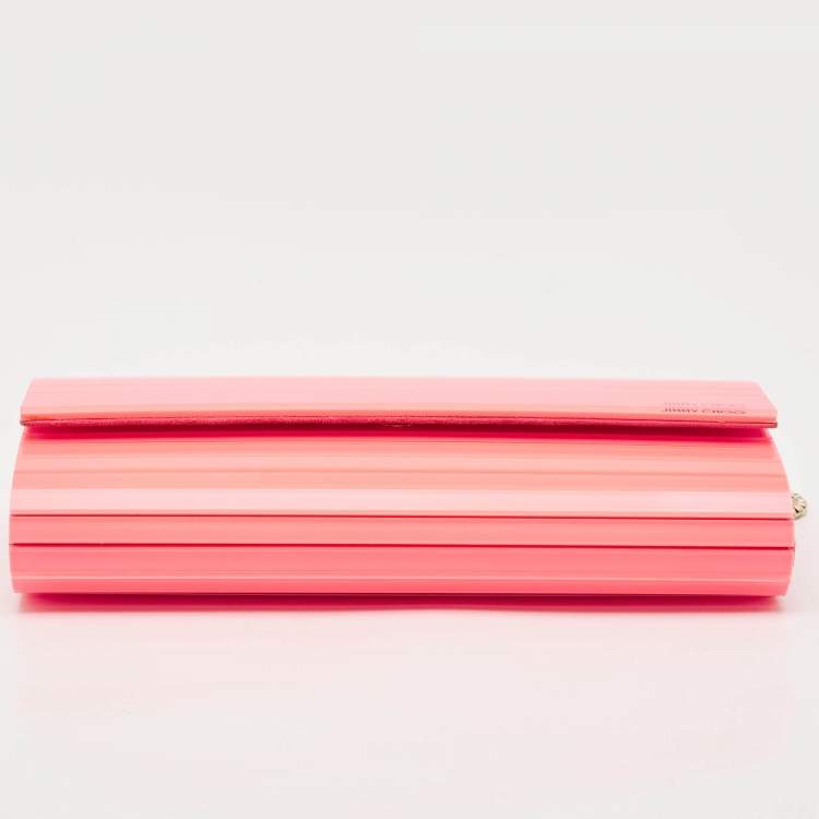 Pre Owned Jimmy Choo Neon Pink Acrylic Sweetie Chain Clutch