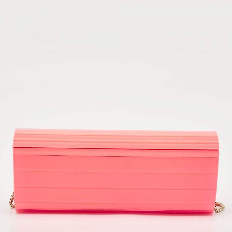 Pre Owned Jimmy Choo Neon Pink Acrylic Sweetie Chain Clutch