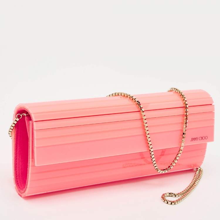 Pre Owned Jimmy Choo Neon Pink Acrylic Sweetie Chain Clutch