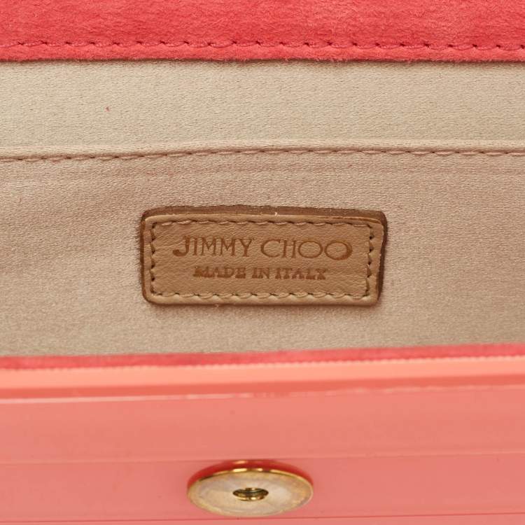 Pre Owned Jimmy Choo Neon Pink Acrylic Sweetie Chain Clutch