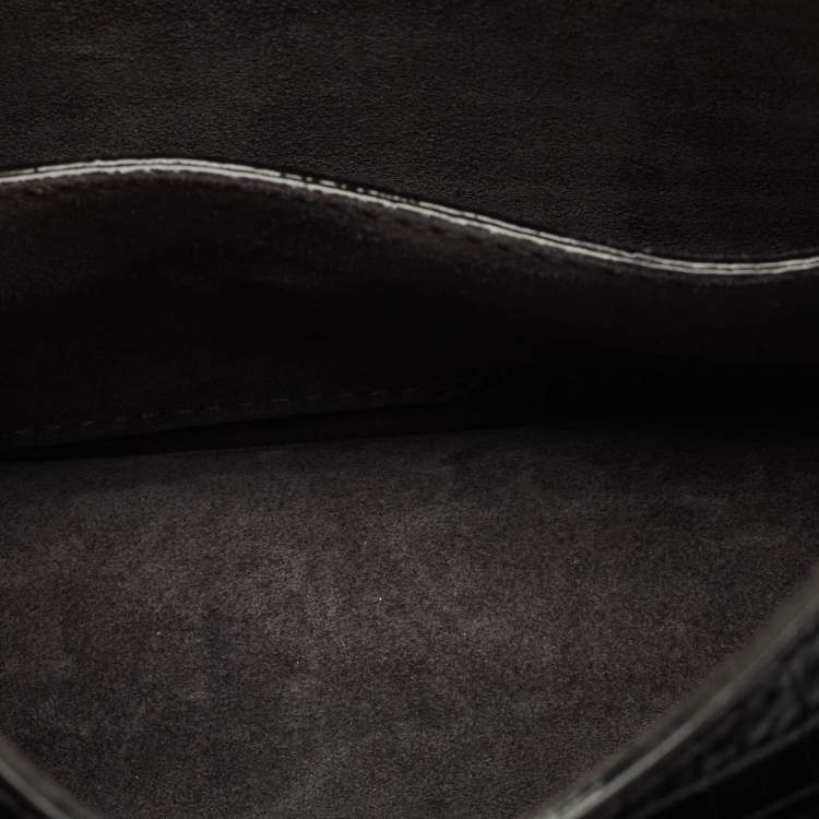 Pre Owned Jimmy Choo Black Croc Embossed Leather Varenne Hobo