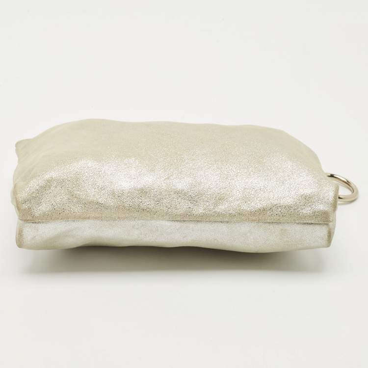 Pre Owned Jimmy Choo Silver Shimmer Suede Callie Clutch Bag