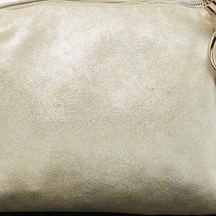 Pre Owned Jimmy Choo Silver Shimmer Suede Callie Clutch Bag