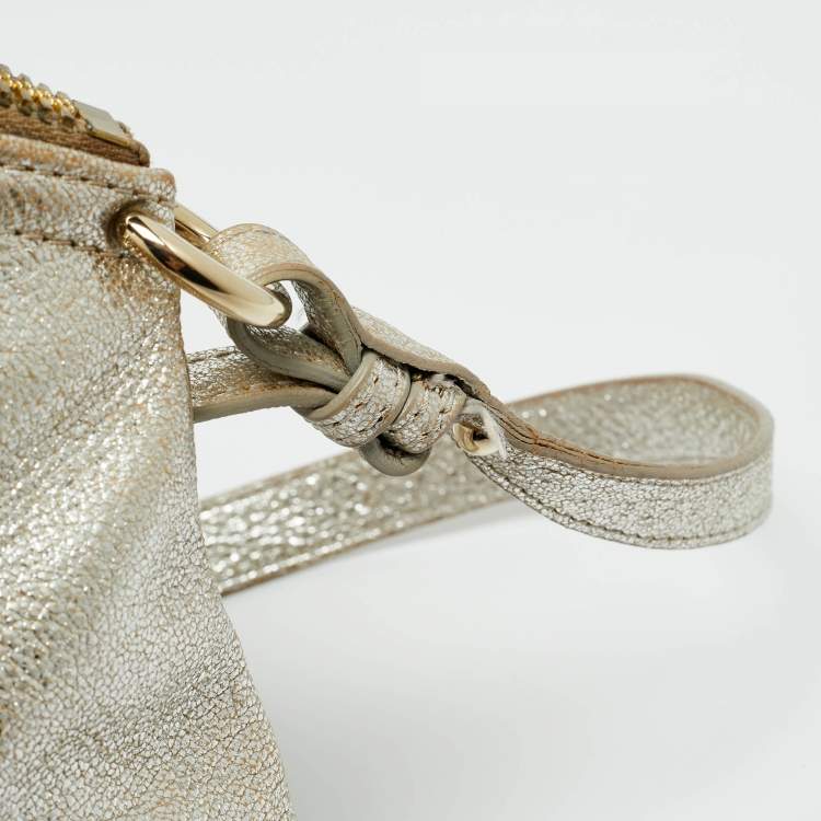 Pre Owned Jimmy Choo Silver Foil Leather Rosa Satchel