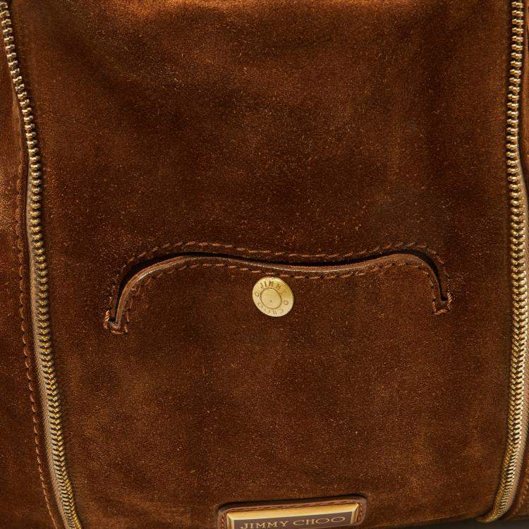 Pre Owned Jimmy Choo Brown Leather and Suede Mandah Expandable Hobo