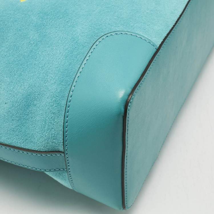 Pre Owned Jimmy Choo Malibu Green Towelling Fabric Logo Tote