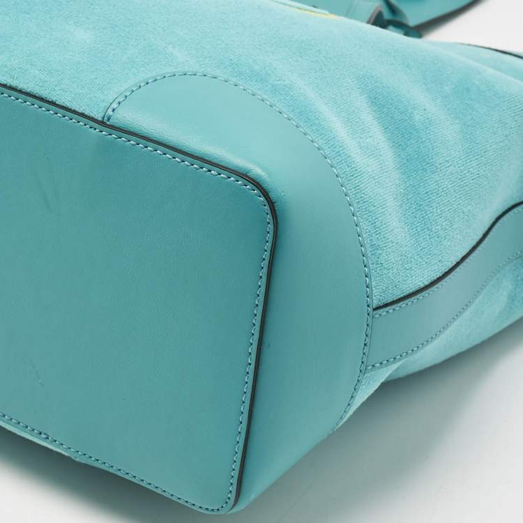 Pre Owned Jimmy Choo Malibu Green Towelling Fabric Logo Tote