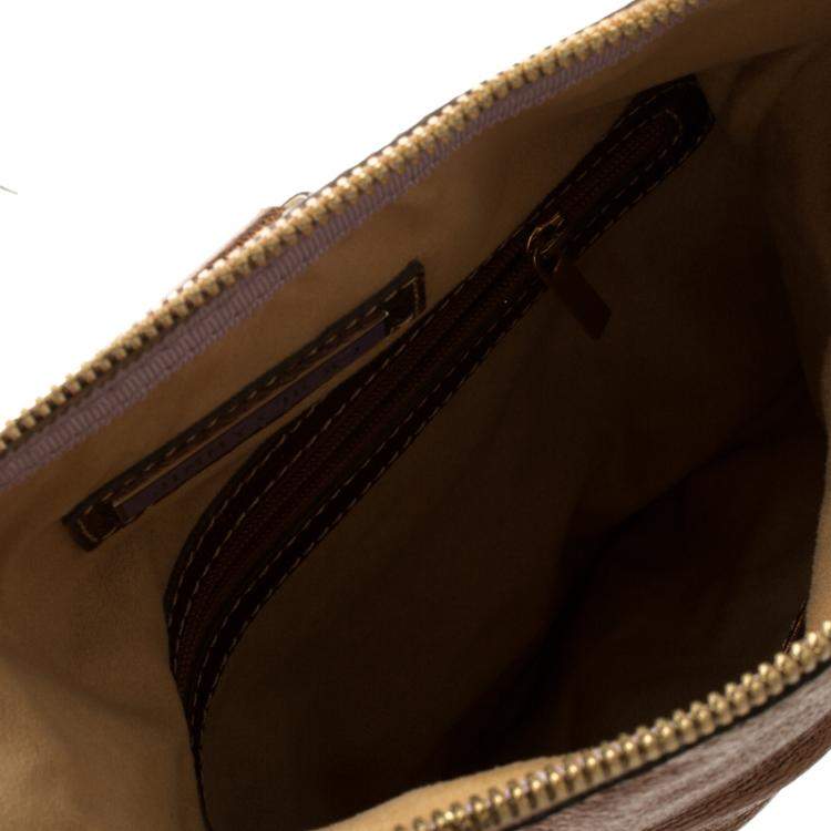 Pre Owned Jimmy Choo Bronze Leather Mave Foldover Clutch