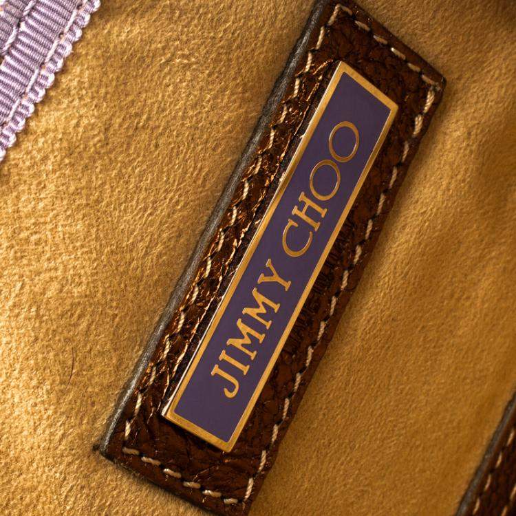 Pre Owned Jimmy Choo Bronze Leather Mave Foldover Clutch